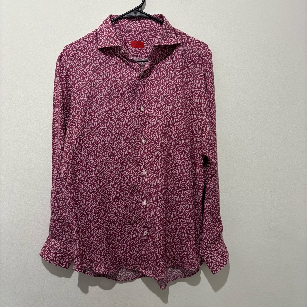 ISAIA 100% Linen Dress Shirt Size 16/41/M